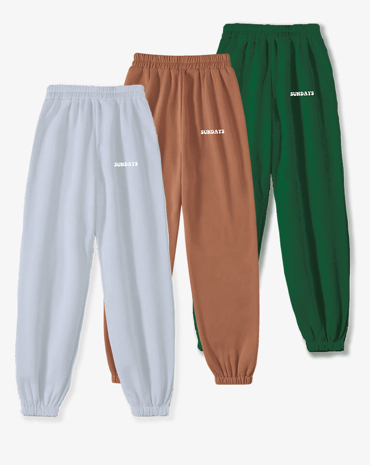 3 Pack joggers agua, nuez, verde pino