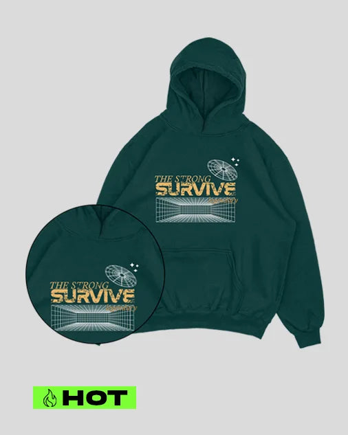 Hoodie verde botella Survive (UNISEX)