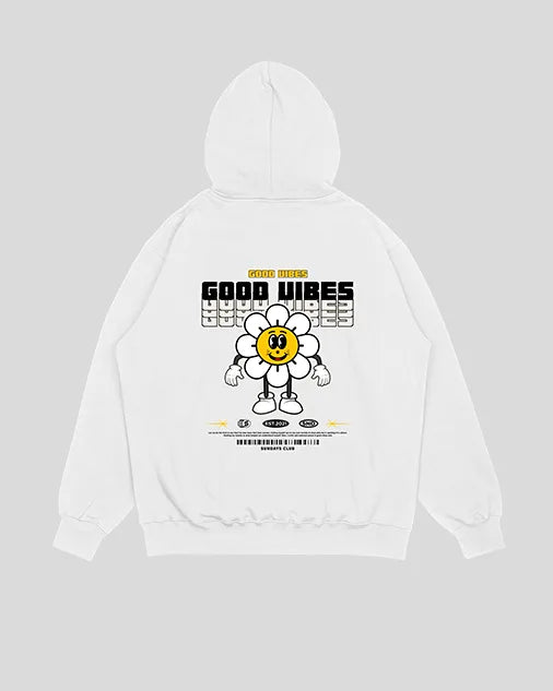 Hoodie blanco Good Vibes (UNISEX)