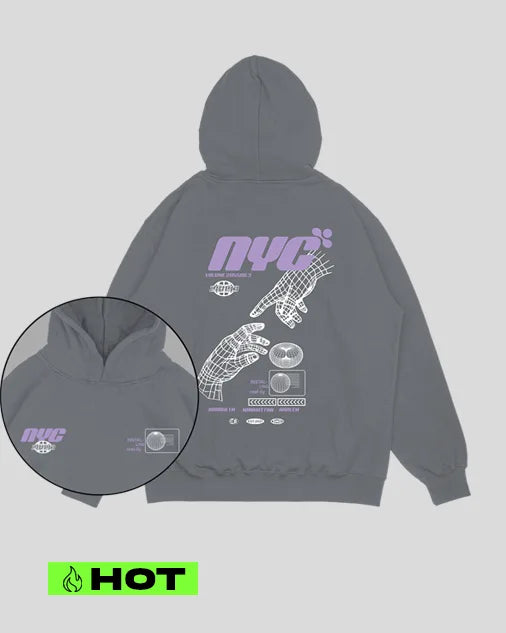 Hoodie gris piedra NYC (UNISEX)