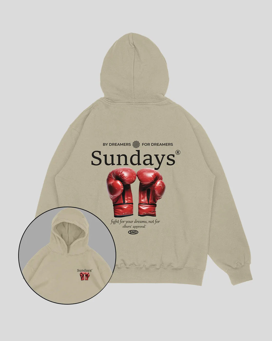 Hoodie beige Box (UNISEX)