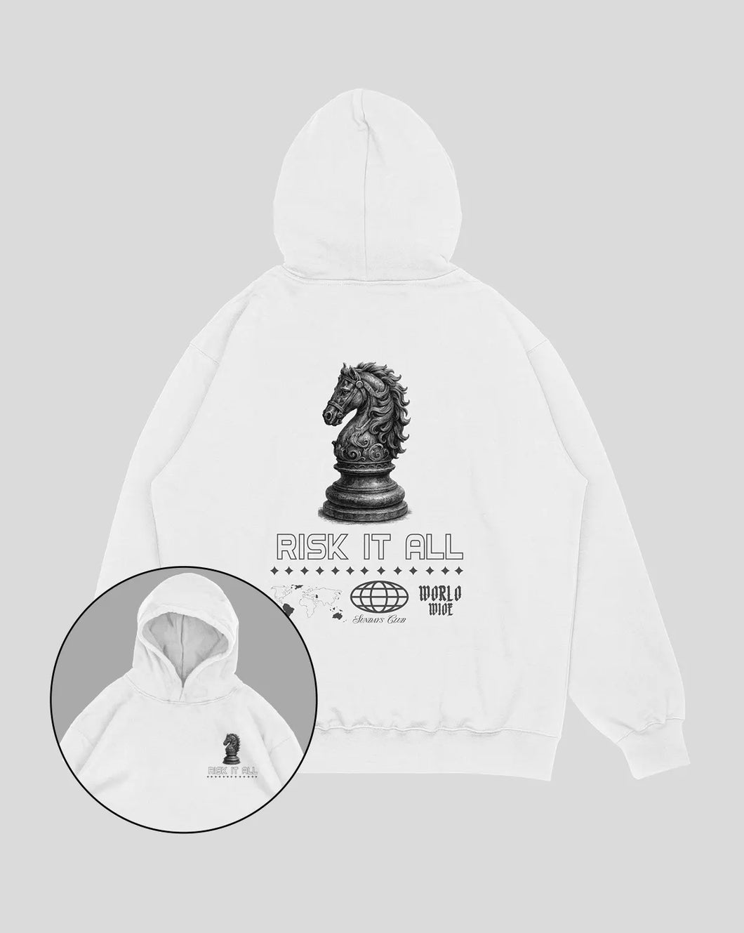 Hoodie blanco ajedrez (UNISEX)