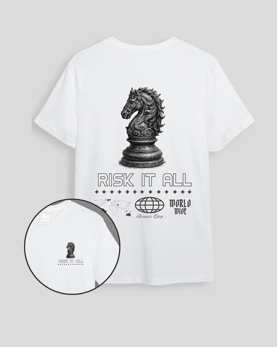 Camiseta blanca ajedrez (UNISEX)