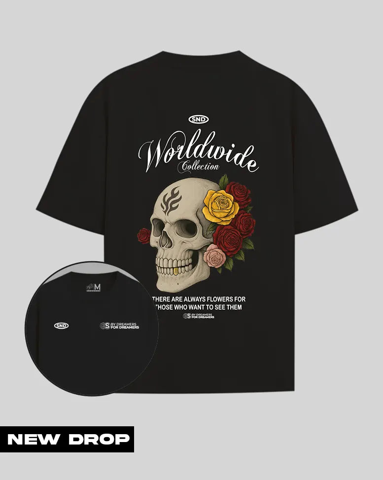 Camiseta negra worldwide Craneo (UNISEX)