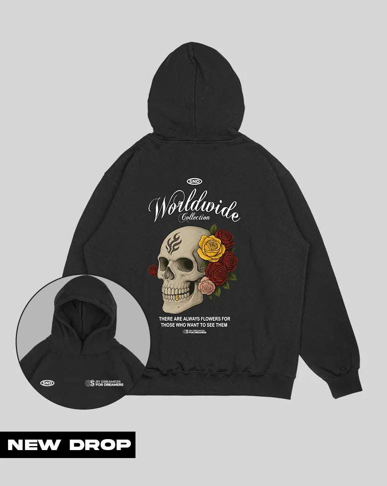 Hoodie Negra Worldwide Cráneo (UNISEX)