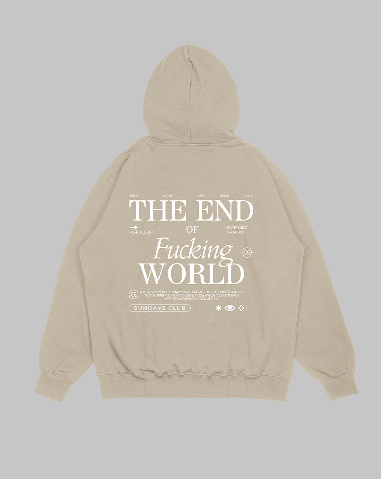 Hoodie Beige End World (UNISEX)