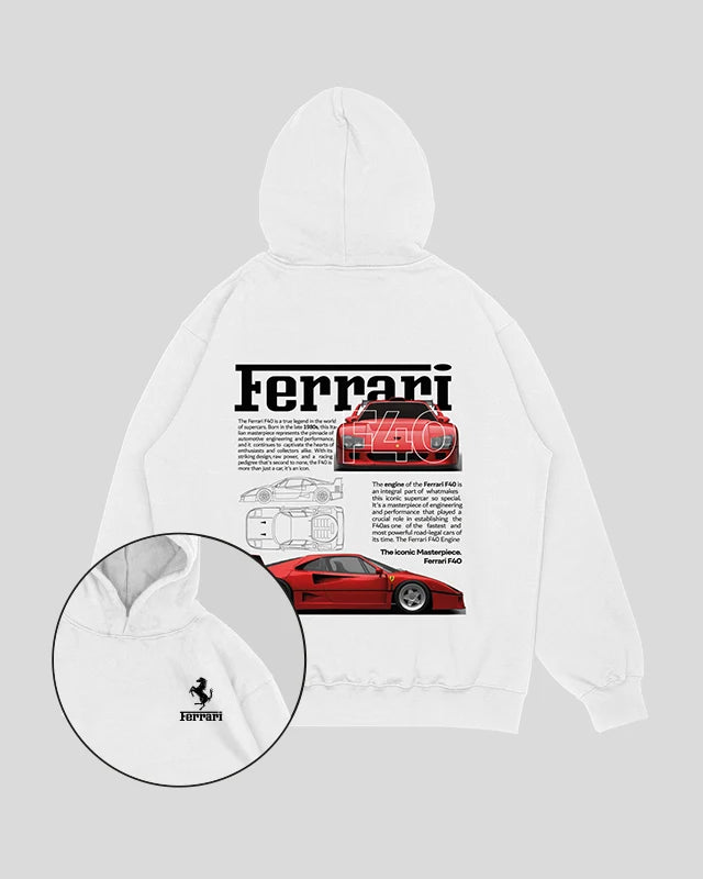 Hoodie Blanco Ferrari F40 (UNISEX)