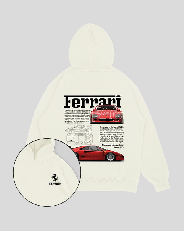 Hoodie Hueso Ferrari F40 (UNISEX)