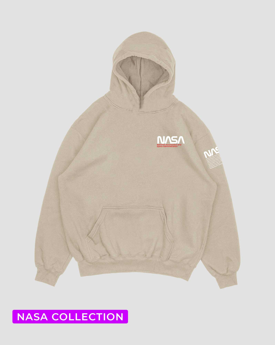 Hoodie beige Nasa doble logo (UNISEX)