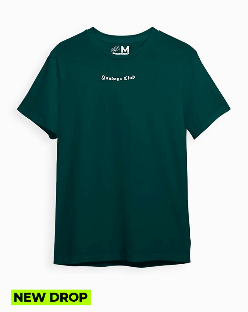 Camiseta verde botella Sundays Club letras (UNISEX)