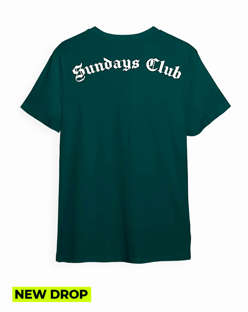 Camiseta verde botella Sundays Club letras (UNISEX)