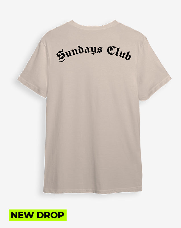 Camiseta beige Sundays Club letras (UNISEX)