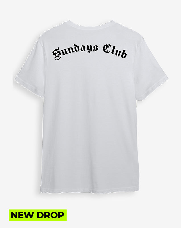 Camiseta blanca Sundays Club letras (UNISEX)