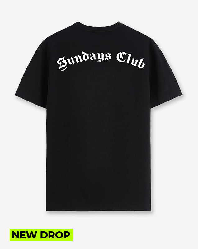 Camiseta negra Sundays Club letras (UNISEX)