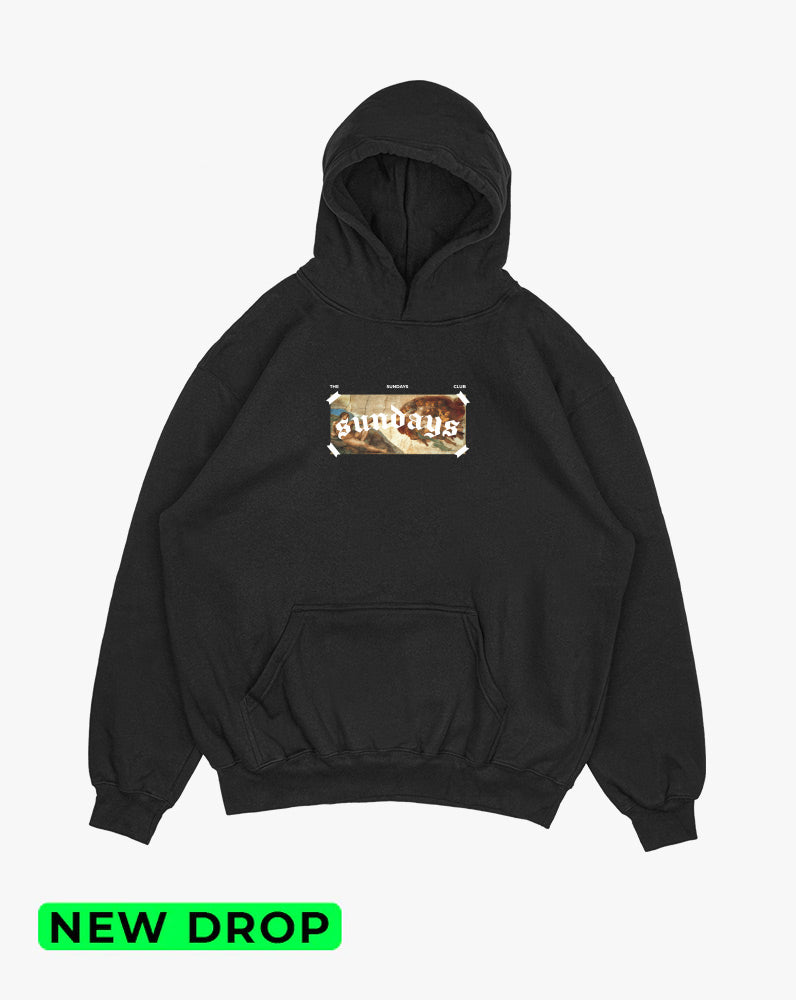 Hoodie negra Sundays renacentista (UNISEX)