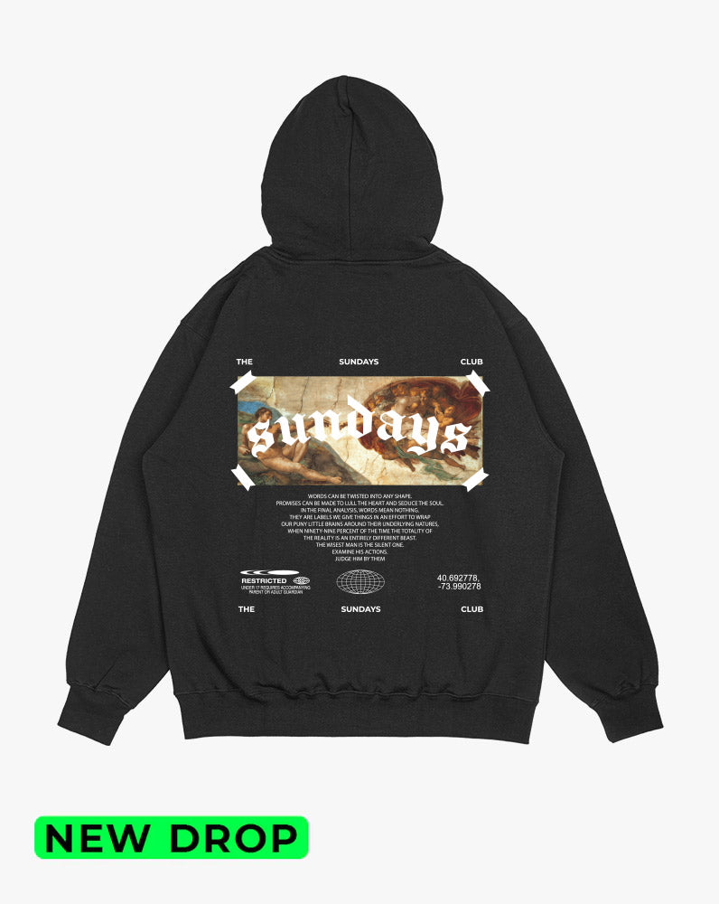 Hoodie negra Sundays renacentista (UNISEX)