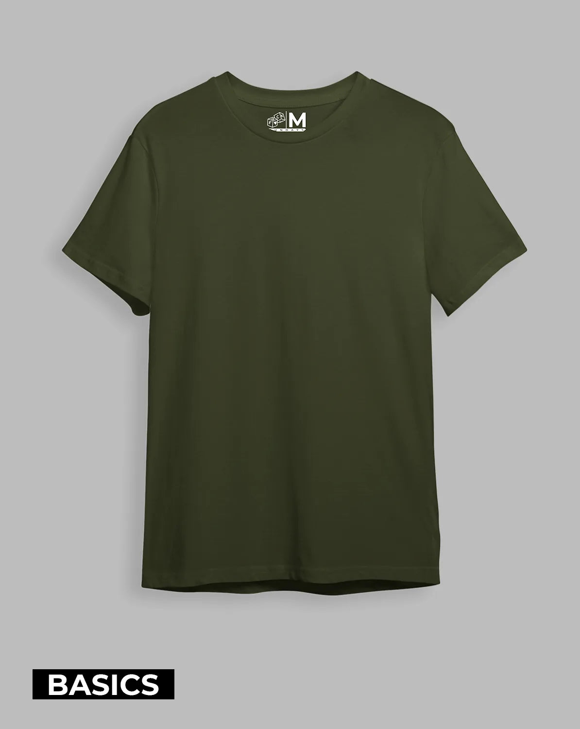 Camiseta básica Semi-oversize Verde militar (UNISEX)